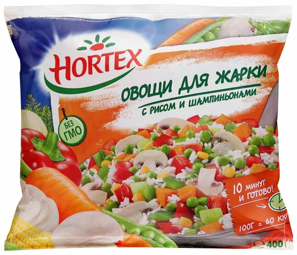 Смесь овощная Hortex (Хортекс) для жарки с рисом и шампиньоны замороженная 400гр